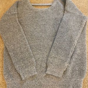 Grey knit sweater with cute open back